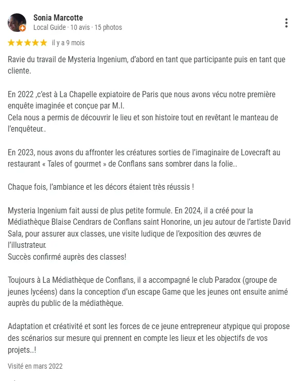 Retours clients : Le Médaillon de Louis XVI